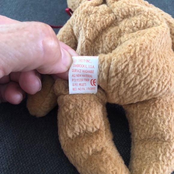 Vintage/Retired TY Curly Beanie Baby Brown Bear with tag - Picture 7 of 8